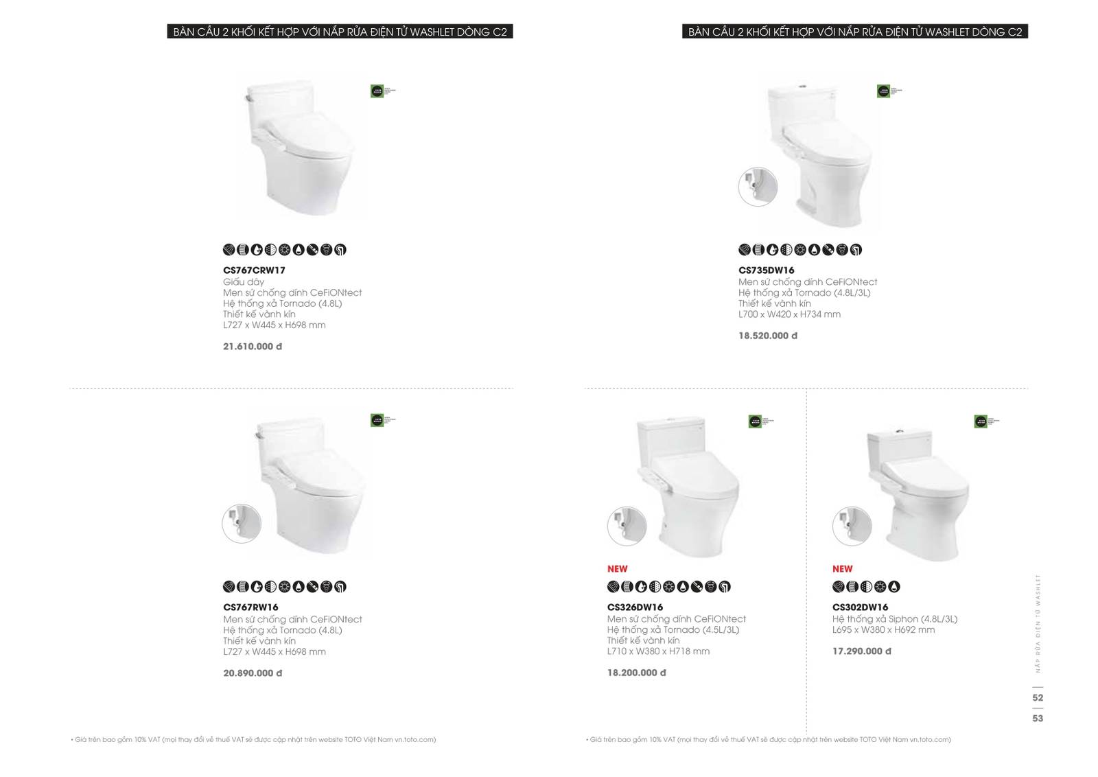 Thiết bị vệ sinh TOTO Catalogue và Bảng giá mới nhất 2024 /Page 21